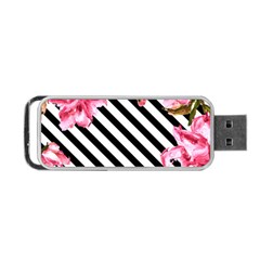 Pink Floral Stripes Portable Usb Flash (one Side) by designsbymallika