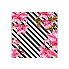 Pink Floral Stripes Satin Bandana Scarf by designsbymallika