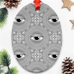 Eye Pattern Oval Ornament (two Sides) by designsbymallika