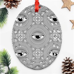 Eye Pattern Oval Filigree Ornament (two Sides) by designsbymallika