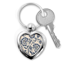 Baatik Print 5 Key Chain (heart) by designsbymallika