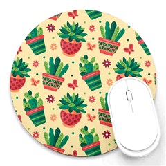 Cactus Love  Round Mousepads by designsbymallika