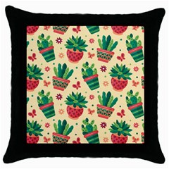 Cactus Love  Throw Pillow Case (black) by designsbymallika