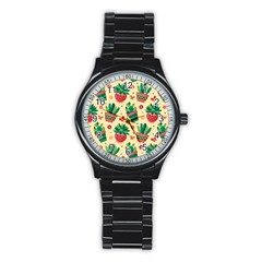 Cactus Love  Stainless Steel Round Watch by designsbymallika