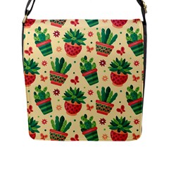 Cactus Love  Flap Closure Messenger Bag (l) by designsbymallika