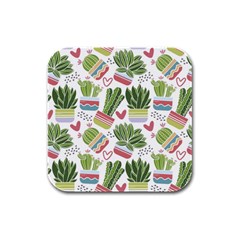 Cactus Love  Rubber Square Coaster (4 Pack)  by designsbymallika