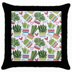 Cactus Love  Throw Pillow Case (black) by designsbymallika