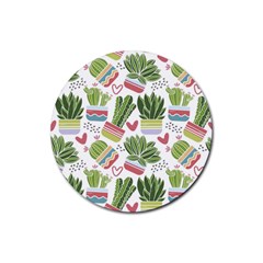 Cactus Love  Rubber Coaster (round)  by designsbymallika