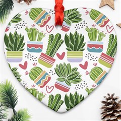 Cactus Love  Heart Ornament (two Sides) by designsbymallika