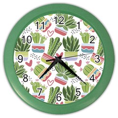 Cactus Love  Color Wall Clock by designsbymallika