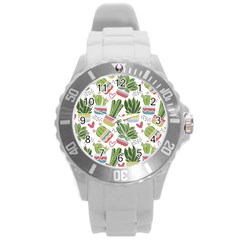 Cactus Love  Round Plastic Sport Watch (l) by designsbymallika