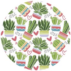 Cactus Love  Wooden Puzzle Round by designsbymallika