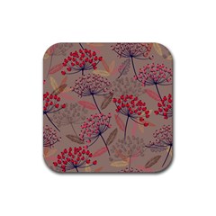 Cherry Love Rubber Coaster (square)  by designsbymallika