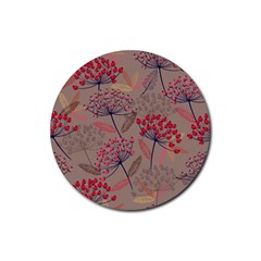 Cherry Love Rubber Coaster (round)  by designsbymallika