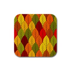 Autumn Leaves Rubber Square Coaster (4 Pack)  by designsbymallika