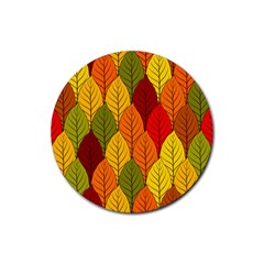 Autumn Leaves Rubber Round Coaster (4 Pack)  by designsbymallika