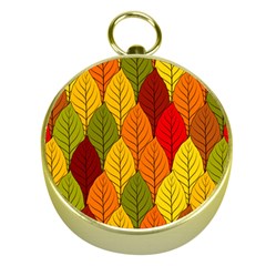 Autumn Leaves Gold Compasses by designsbymallika