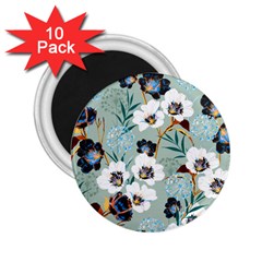 Black White Floral Print 2 25  Magnets (10 Pack)  by designsbymallika