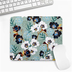 Black White Floral Print Large Mousepads by designsbymallika