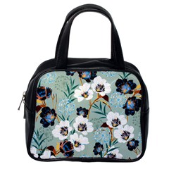 Black White Floral Print Classic Handbag (one Side) by designsbymallika