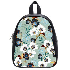 Black White Floral Print School Bag (small) by designsbymallika