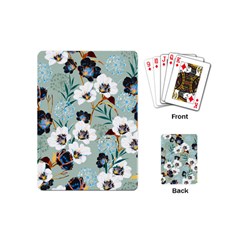 Black White Floral Print Playing Cards Single Design (mini) by designsbymallika