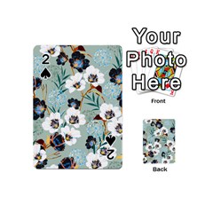 Black White Floral Print Playing Cards 54 Designs (mini) by designsbymallika