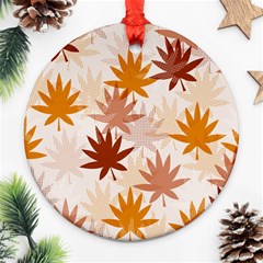 Autumn Leaves Pattern  Ornament (round) by designsbymallika