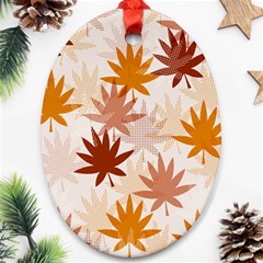 Autumn Leaves Pattern  Oval Ornament (two Sides) by designsbymallika