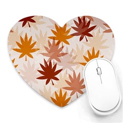 Autumn Leaves Pattern  Heart Mousepads by designsbymallika