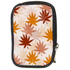 Autumn Leaves Pattern  Compact Camera Leather Case by designsbymallika