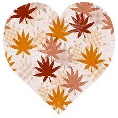 Autumn Leaves Pattern  Wooden Puzzle Heart by designsbymallika