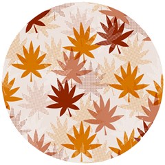 Autumn Leaves Pattern  Wooden Puzzle Round by designsbymallika