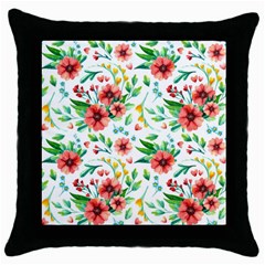 Beautiful Orange Flowers Throw Pillow Case (black) by designsbymallika