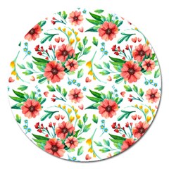 Beautiful Orange Flowers Magnet 5  (round) by designsbymallika