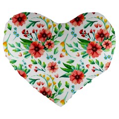 Beautiful Orange Flowers Large 19  Premium Heart Shape Cushions by designsbymallika