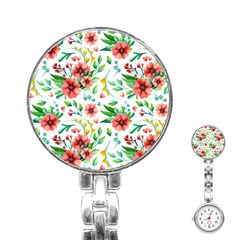 Beautiful Orange Flowers Stainless Steel Nurses Watch by designsbymallika