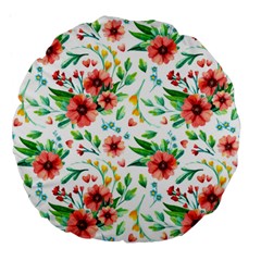 Beautiful Orange Flowers Large 18  Premium Flano Round Cushions by designsbymallika