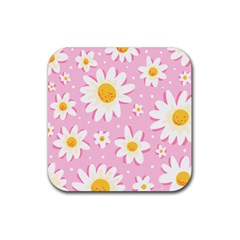 Sunflower Love Rubber Coaster (square)  by designsbymallika