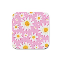 Sunflower Love Rubber Square Coaster (4 Pack)  by designsbymallika