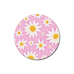 Sunflower Love Rubber Coaster (round)  by designsbymallika