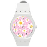 Sunflower Love Round Plastic Sport Watch (M) Front