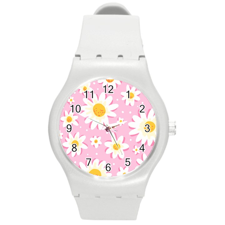 Sunflower Love Round Plastic Sport Watch (M)