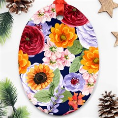 Watercolor Print Floral Design Ornament (oval) by designsbymallika