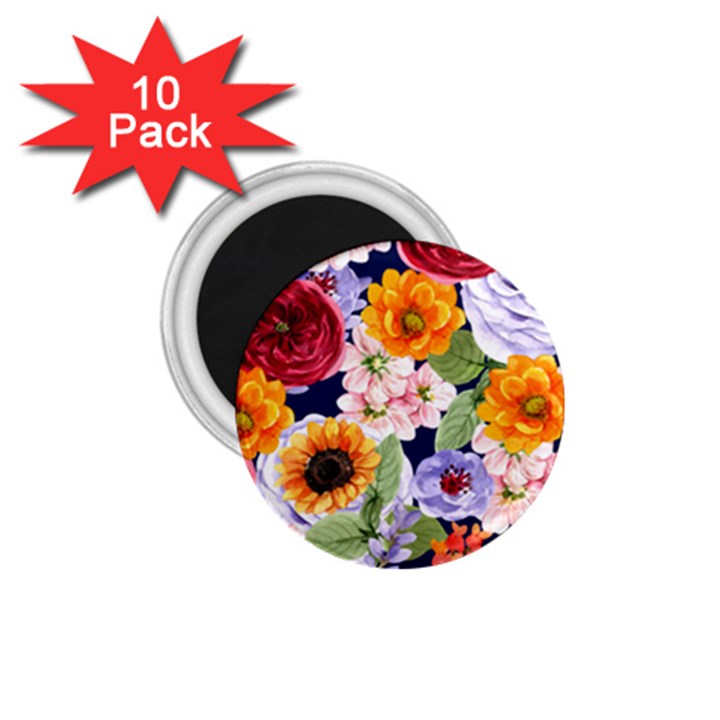 Watercolor Print Floral Design 1.75  Magnets (10 pack) 