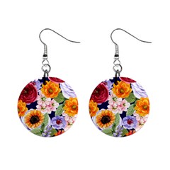 Watercolor Print Floral Design Mini Button Earrings by designsbymallika