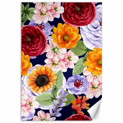 Watercolor Print Floral Design Canvas 12  X 18 