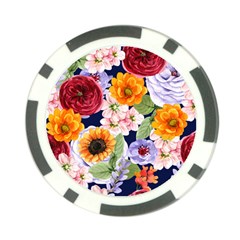 Watercolor Print Floral Design Poker Chip Card Guard by designsbymallika