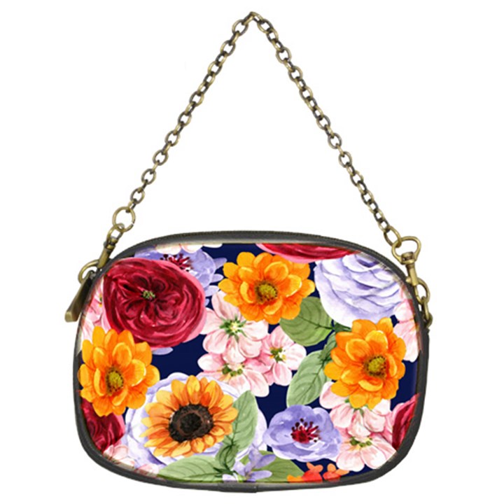 Watercolor Print Floral Design Chain Purse (Two Sides)