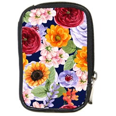 Watercolor Print Floral Design Compact Camera Leather Case by designsbymallika